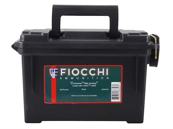Fiocchi Extrema Rifle Ammunition 223FHVA, 223 Remington, Hornady V-Max Polymer Tip, 50 GR, 3650 fps, 200 Rd/Can
