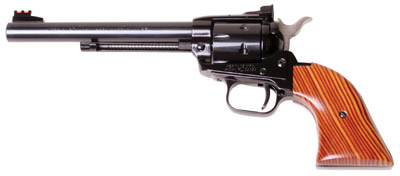 Heritage Rough Rider Single Action Rimfire Revolver RR22MB6AS, 22 LR / 22 WMR, 6 1/2", Wood Grip, Blue Finish, 6 Rd, Adj Sights