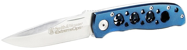 Smith & Wesson Extreme Ops Folder Knife 3.22" Stainless Steel Drop Point Plain Blue (CK105BL)