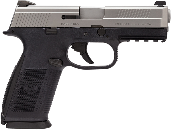 FN Herstal FNS40 Pistol 66761, 40 S&W, 4 in, Black Polymer Grip, Stainless Finish, 14 Rd