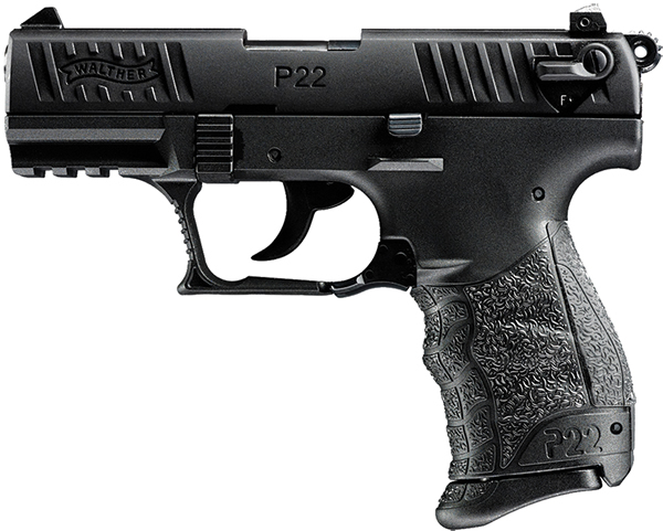 Walther P22 DA/SA Pistol 5120300, 22 Long Rifle, 3.42 in, Integral Grip, Black Finish, 10 Rd