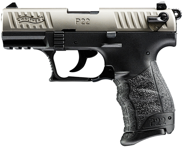 Walther P22 DA/SA Pistol 5120325, 22 Long Rifle, 3.42 in, Integral Grip, Nickle Finish, 10 Rd