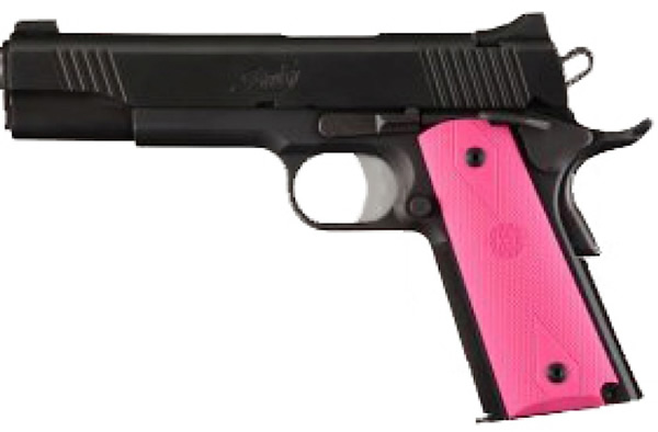 Hogue 1911 Goverment Rubber Grip Panels Checkered W/Diamonds Pink (45017)