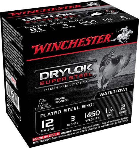 Winchester Supreme High Velocity SSH1232, 12 Gauge, 3", 1-1/4 oz, 1450 fps, #2 Steel Shotshells Shot, 25 Rds/Bx