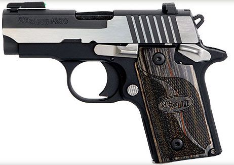 Sig Sauer P238 Equinox Pistol 238380EQAMBI, 380 ACP, 2.7 in, Wood Grip, Two-Tone Finish, Night Sights, 6 Rd
