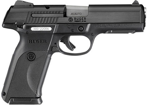 Ruger SR45 Pistol 3800, 45 ACP, 4.5 in, Black Grip, Black Nitride Finish, 10 Rd