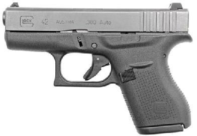 Glock 42 Gen3 Subcompact Pistol UI4250201, 380 ACP, 3.25 in, Polymer Grip, Gas Nitride Black Finish, 6 Rd