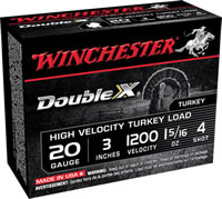 Winchester Supreme High Velocity Turkey Shotshells STH2034, 20 Gauge, 3", 1-5/16 oz, 1200 fps, #4 Copper Pltd Lead Shot, 10 Rd/bx