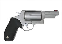 Taurus Judge Revolver 2441039T, 410 GA/45 Long Colt, 3", Ribber Grip Overlay, Matte Stainless Finish, 5 Rd, Fiber Optic Sights