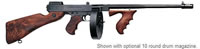 Thompson 1927A1 Deluxe Carbine Rifle T5, 45 ACP, 16 1/2 in, Semi-Auto, Walnut Stock, Blue Finish, 30 Rds