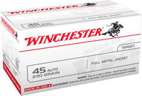 Winchester USA Pistol Ammunition USA45AVP, 45 ACP, Full Metal Jacket (FMJ), 230 GR, 835 fps, 100 Rd/bx