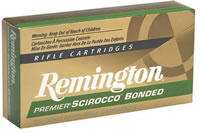 Remington Premier Rifle Ammunition PRSC3006C, 30-06 Springfield, Swift Scirocco Bonded, 150 GR, 2910 fps, 20 Rd/bx