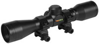TruGlo Rimfire Scope w/Rings TG8504BR, 4x, 32mm Obj, 1 in Tube Dia, Matte Black, Duplex Reticle