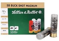 Sellier & Bellot Shotgun Ammuntion V211682U, 12 Gauge, 3 in, 15 Pellets, #00 Lead Buckshot, 10 Rd/bx