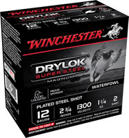 Winchester Super X Dryloc Super Steel Shotshells XSM122, 12 Gauge, 2-3/4", 1-1/4 oz, 1350 fps, #2 Steel Shotshells Shot, 25 Rds/Bx