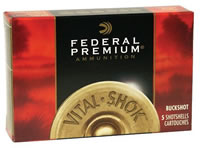 Federal Premium Vital-Shok P2582B, 20 Gauge, 3", 18 Pellets, 1175 fps, #2 Copper Plated Lead Buckshot, 5 Rd/bx