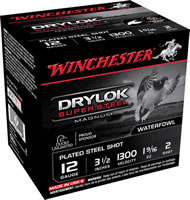 Winchester Super X Dryloc Super Steel Shotshells XSM12L2, 12 Gauge, 3-1/2", 1-9/16 oz, 1300 fps, #2 Steel Shotshells Shot, 25 Rds/Bx