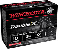 Winchester Supreme High Velocity Turkey Shotshells STH104, 10 Gauge, 3-1/2", 2 oz, 1300 fps, #4 Copper Pltd Lead Shot, 10 Rd/bx
