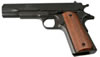 Taylors 1911 Pistol w/Straight Mainspring Housting 1911STD, 45 ACP, 5 in, Checkered Wood Grip, Black Finish, 8 Rd