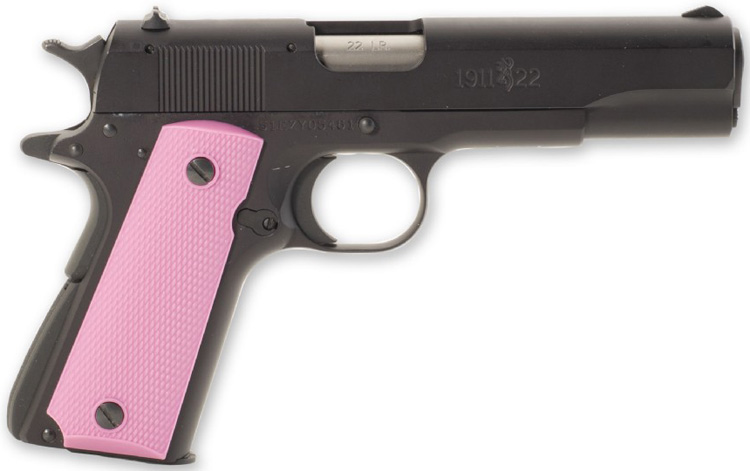 Browning Compact 1911-22 A1 Single Action Pistol 051819490, 22 LR, 3-5/8", Pink Grips, Black Finish, 10 Rd