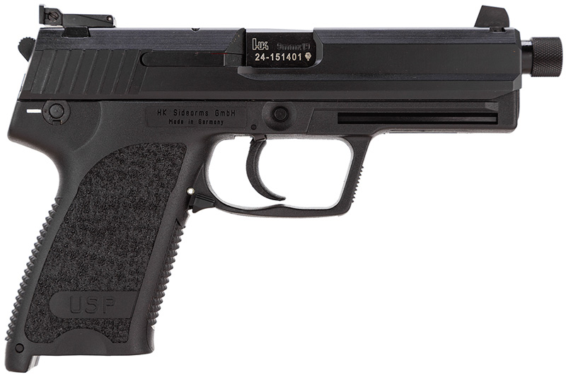 Heckler & Koch USP9 Tactical DA/SA Pistol w/Safety M709001SDA5, 9mm, 4.78 in, Polymer Grip, Blue Finish, 15 Rd, w/Threaded Polygonal BBL & Adj Sights