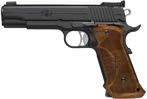 Sig 1911 Super Target 191145BSTGT, 45 Automatic Colt Pistol, 5", Custom Wood Grip, Nitron Finish, Adj Sight, 8 Rd