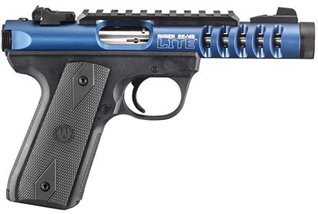 Ruger 22/45 Lite Rimfire Pistol 3908, 22 LR, 4.4" Threaded, Black Polymer Grip, Blue Anodized Finish, 10 Rd