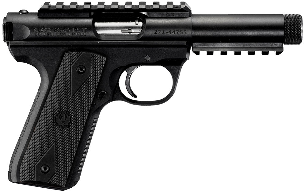 Ruger 22/45 Threaded Barrel Pistol 10149, 22 Long Rifle, 4.5 in, Zytel Grip, Blue Finish, 10 Rd