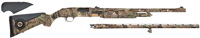Mossberg 500 Pump Combo 52279 Shotgun, 12 Gauge, Wood Stock, 24 in Rifled  / 28 in Cylinder, Mossy Oak Breakup Finish