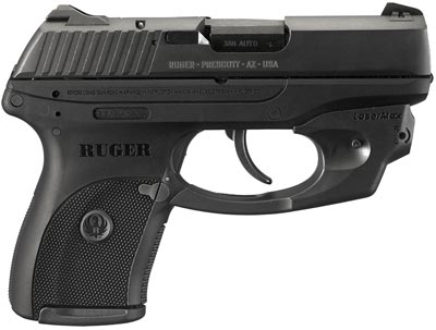 Ruger LC380 Lasermax Pistol 3231, 380 Automatic Colt Pistol (ACP), 3.12", Black Checkered Grip, Black Finish, 7 Rd