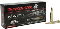 Winchester Sierra MatchKing Rifle Ammunition S223M2, 223 Remington, Boat Tail Hollow Point (HP), 69 GR, 20 Rd/Bx