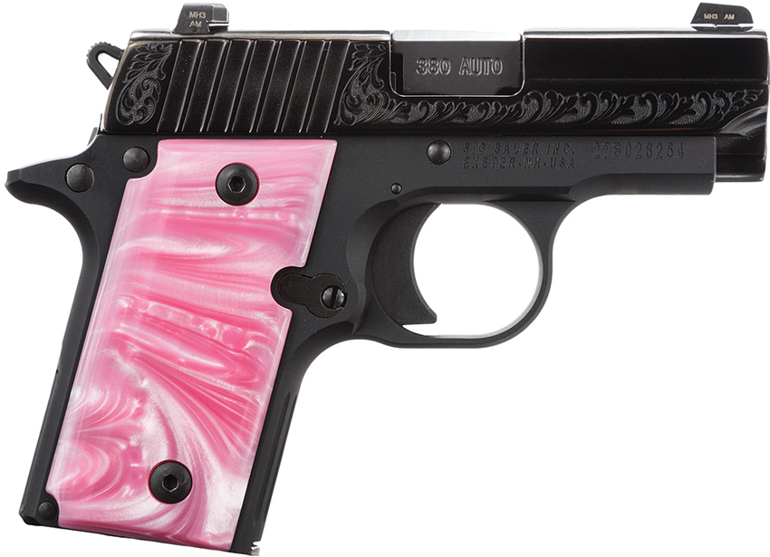 Sig P238 ESP-Nitron Pistol 238380BSSESPR, 380 ACP, 2.70 in, Pink Pearlite G...