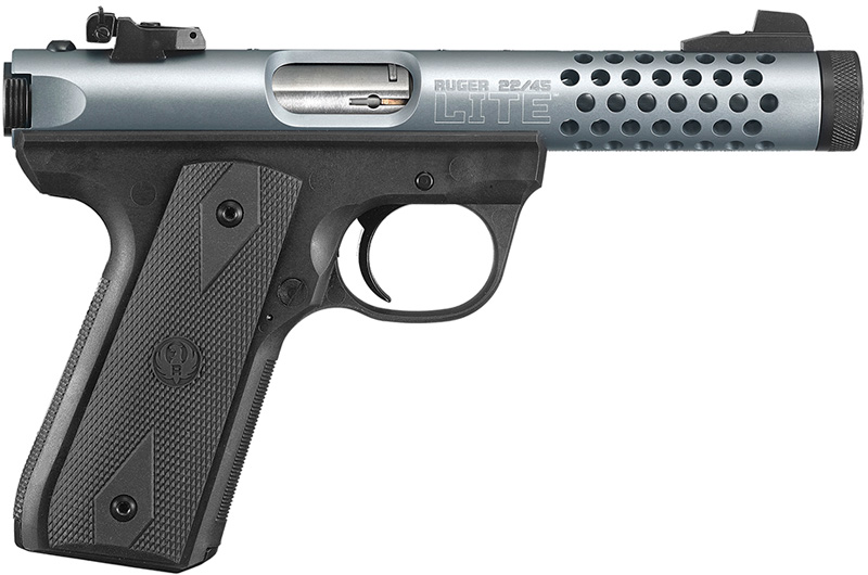 Ruger 22/45 Lite Threaded Barrel Pistol 3906, 22 Long Rifle, 4.5 in, Zytel Grip, Colbalt Anodized Finish, 10 Rd