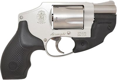 Smith & Wesson M642 Laser Max Revolver 10140, 38 Special, 1.9", Black Synthetic Grips, Stainless Finish, 5 Rd