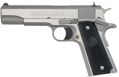 Colt 1991 Government Pistol O1092, 9mm, 5", Checkered Black Rubber Grip, Stainless Finish, 9 Rd