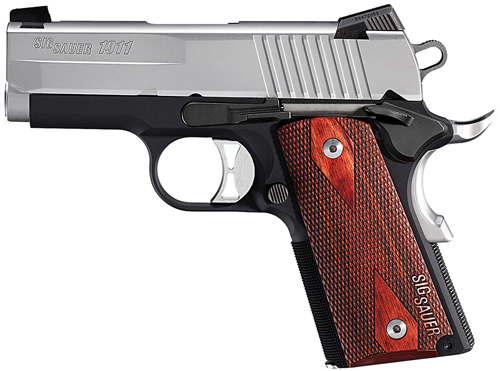 Sig 1911 Ultra Compact Pistol 1911UT9TSS, 9mm, 3.3 in, Wood Grip, Reverse Two-Tone Finish, Night Sights, 7 Rd