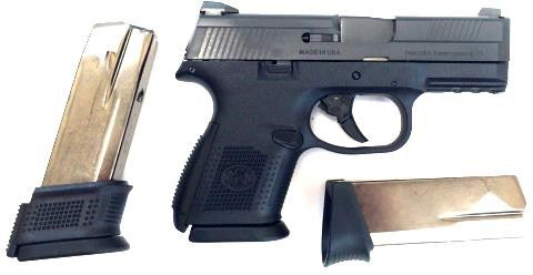 FN Herstal FNS9 Compact Pistol 66719, 9mm, 3.6", Black Polymer Grips, Blackened Stainless Finish, 17 Rd