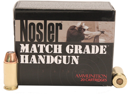 Nosler Match Handgun Ammunition 51277, 45 ACP, Jacketed Hollow Point, 230 GR, 20 Rds/box