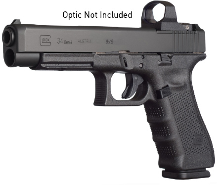 Glock 34 Gen4 Modular Optic System Pistol PG3430103MOS, 9mm, 5.32", Black Polymer Grips, Black Finish, 17 Rds