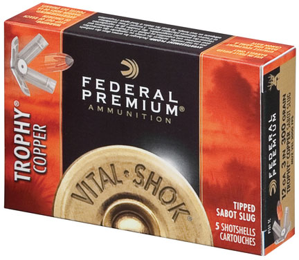Federal Vital-Shok Trophy Copper Ammuntion P152TC, 12 Gauge, 2.75 in, 3/4 oz, 1900 fps, Sabot Slug Shot, 5 Rd/Bx