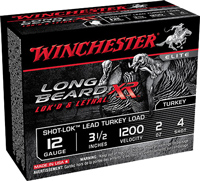 Winchester Long Beard XR Turkey Shotshells STLB12L4, 12 Gauge, 3.5", 2 oz, 1200 fps, #4 Lead Shot, 10 Rd/bx