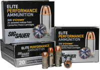 Sig Sauer Elite Performance Pistol Ammunition E9MMA2, 9mm, JHP V-Crown, 124 GR, 1189 fps, 20 Rd/bx