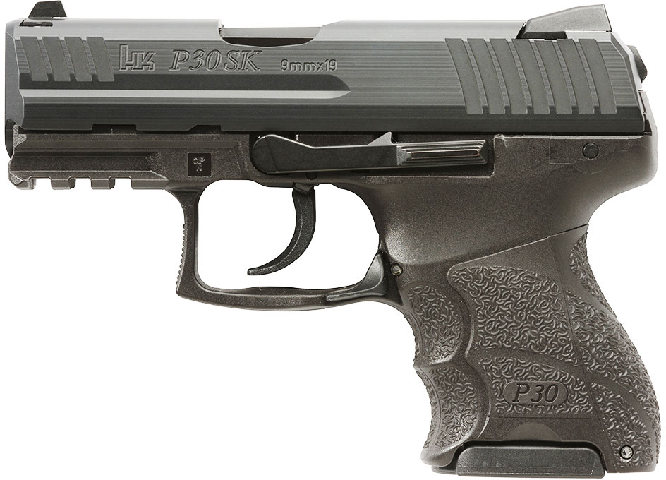 Heckler & Koch P30SK V1 DAO/LEM Pistol 730901K-A5, 9MM, 3.27 in, Black Grip, Blue Finish, Fixed Contrast Sights, 10 Rd