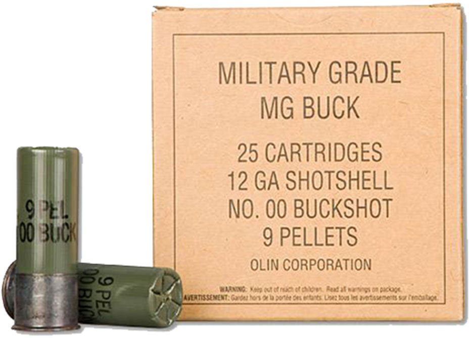 Winchester Military Grade Ammunition Q1544VP, 12 Gauge, 2-3/4", 9 Pellets, 1325 fps, #00 Buckshot, 25 Rd/bx