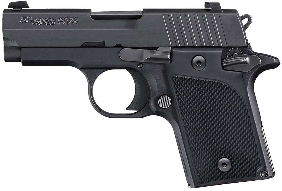 Sig P938 Ambidextrous Pistol 9389BSSAMBI, 9mm, 3 in, Synthetic Grip, Black Finish, Siglite Sights, 6 Rd