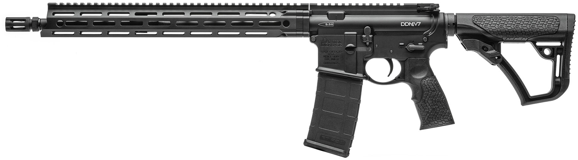 Daniel Defense DDM4 V7 Rifle 0212802081047, 223 Remington/5.56 NATO, 16", Black Stock, Black Finish, 30 Rds