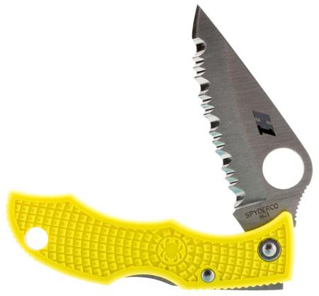 Spyderco Ladybug 3 H-1 Steel Folding Knife w/Serrated Edge & Fiberglass Reinforced Nylon Yellow Handle (LYLS3)