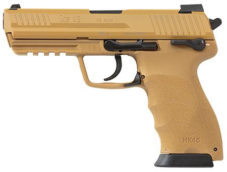 Heckler & Koch HK45 DA/SA Pistol 745001BBLEA5, 45 ACP, Tan Interchangeable Backstrap, Tan Finish, 10 Rds