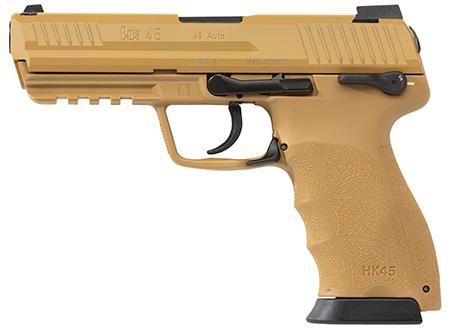 Heckler & Koch HK45 DA/SA Pistol 745007BBLEA5, 45 ACP, Tan Interchangeable Backstrap, Tan Finish, 10 Rds