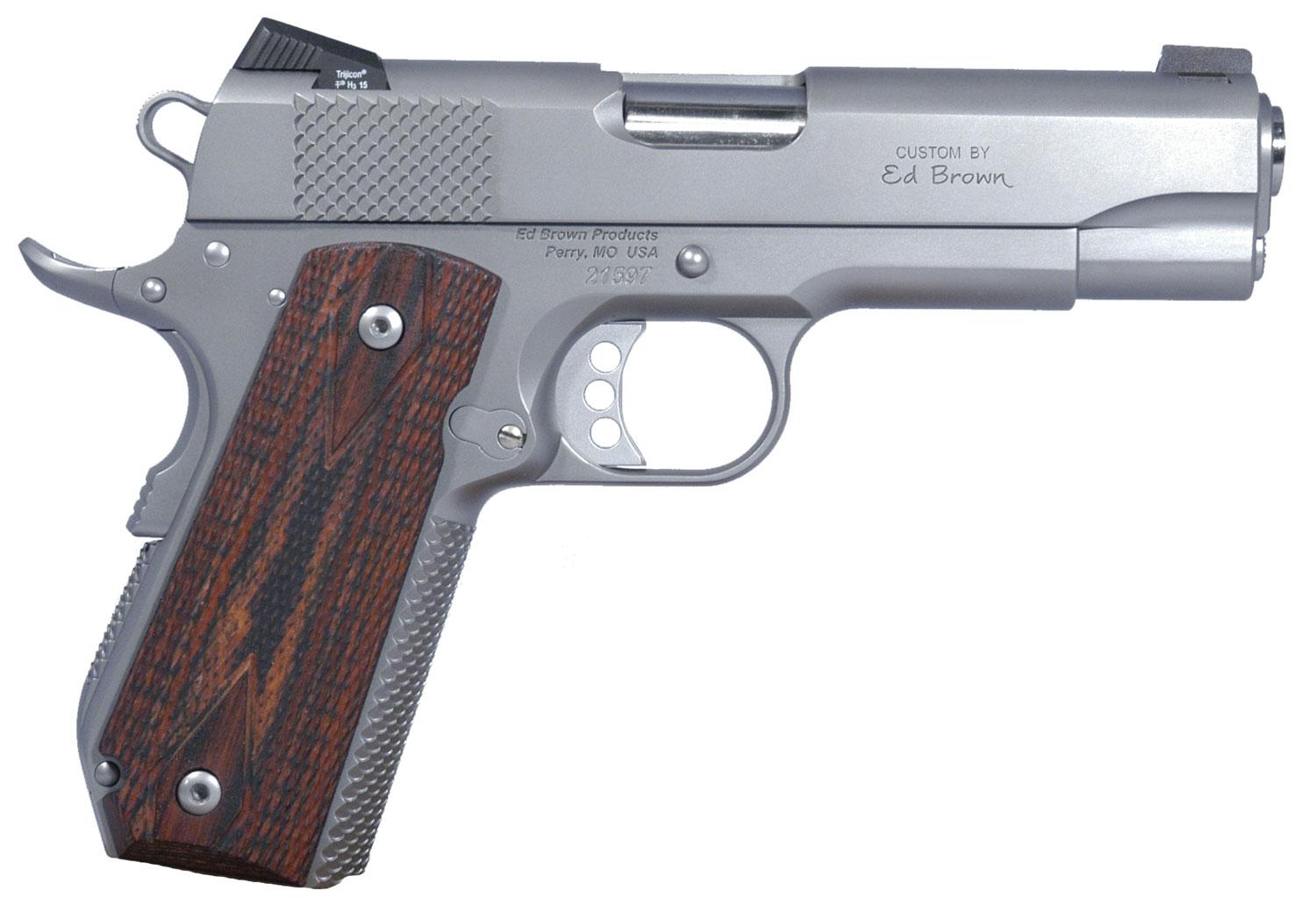 Ed Brown Kobra Carry Single Action Pistol, 45 ACP, 4.25", Laminate Wood Grips, Stainless Finish, 7 Rds